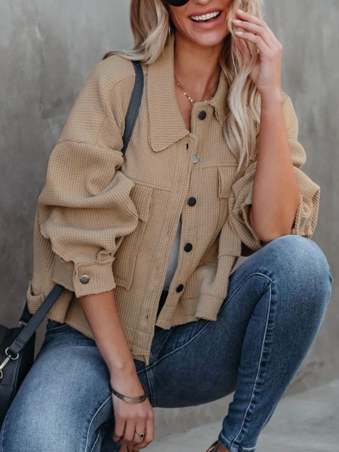 Button Up Long Sleeve Jacket-Angel Casuals