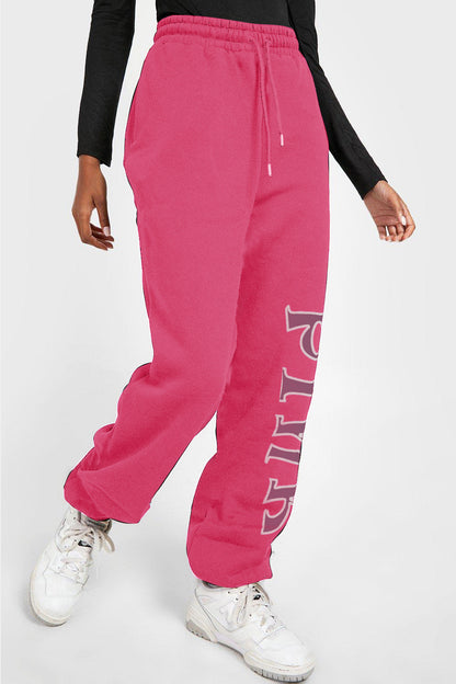 Simply Love Full Size PINK Graphic Sweatpants-Angel Casuals