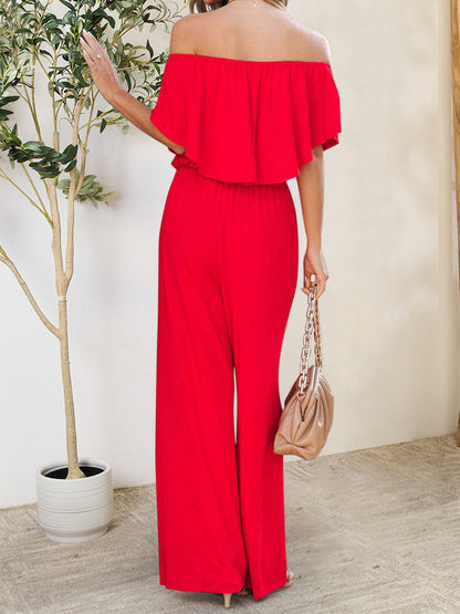 Ruffled Off-Shoulder Jumpsuit-Angel Casuals