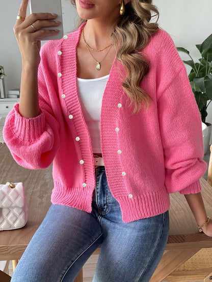 Pearl Open Front Long Sleeve Cardigan-Angel Casuals