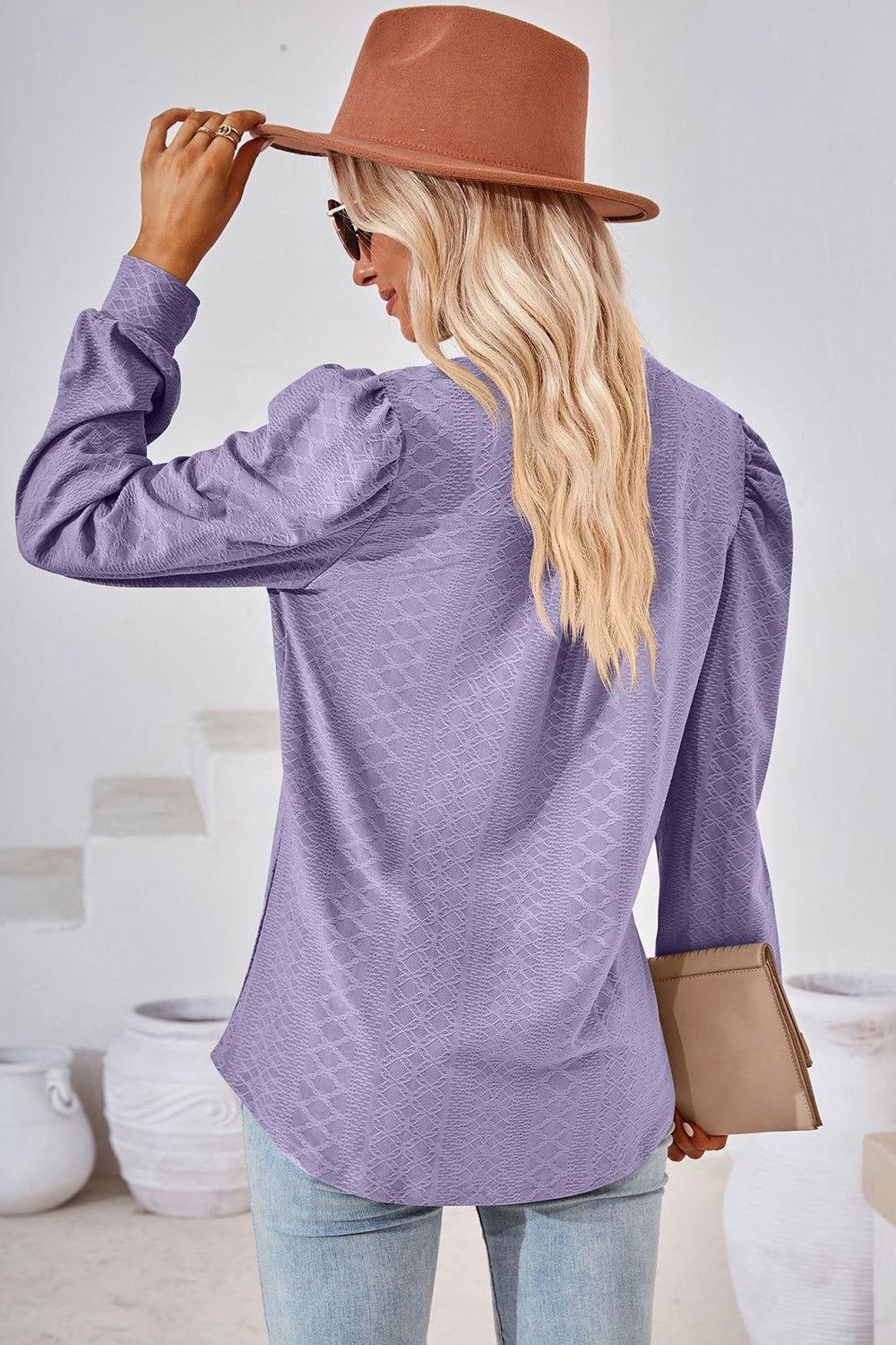 Notched Long Sleeve T-Shirt-Angel Casuals