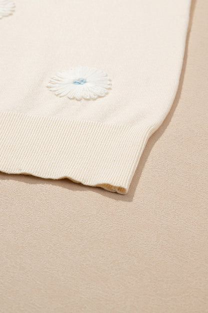 Daisy Round Neck Short Sleeve Knit Top-Angel Casuals
