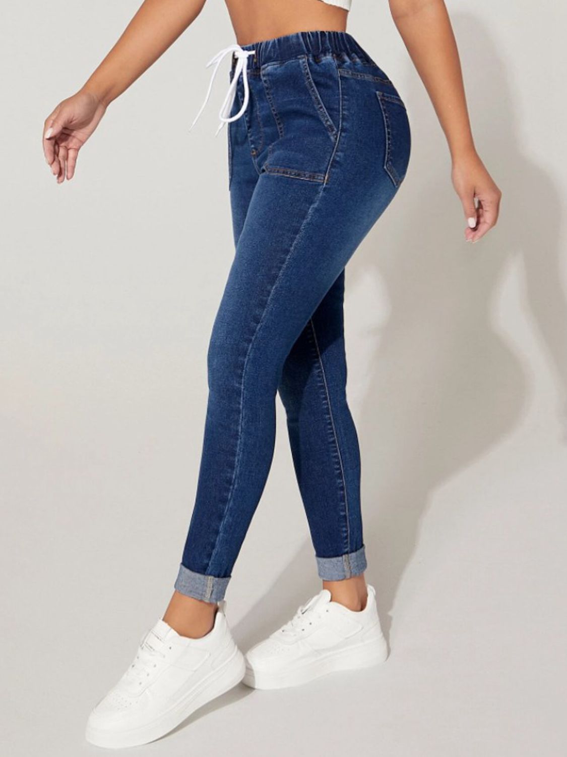 Drawstring Cropped Jeans-Angel Casuals