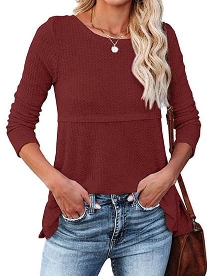 Cutout Round Neck Long Sleeve T-Shirt-Angel Casuals