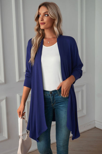 Open Front Long Sleeve Cardigan-Angel Casuals