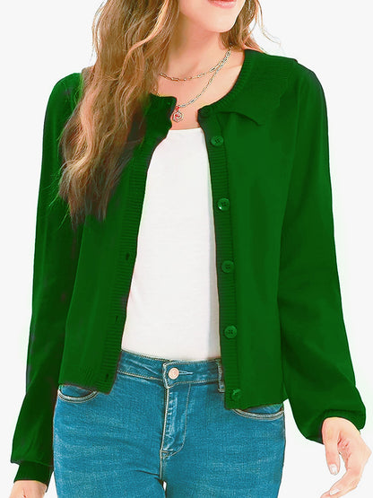 Collared Long Sleeve Button Down Cardigan-Angel Casuals
