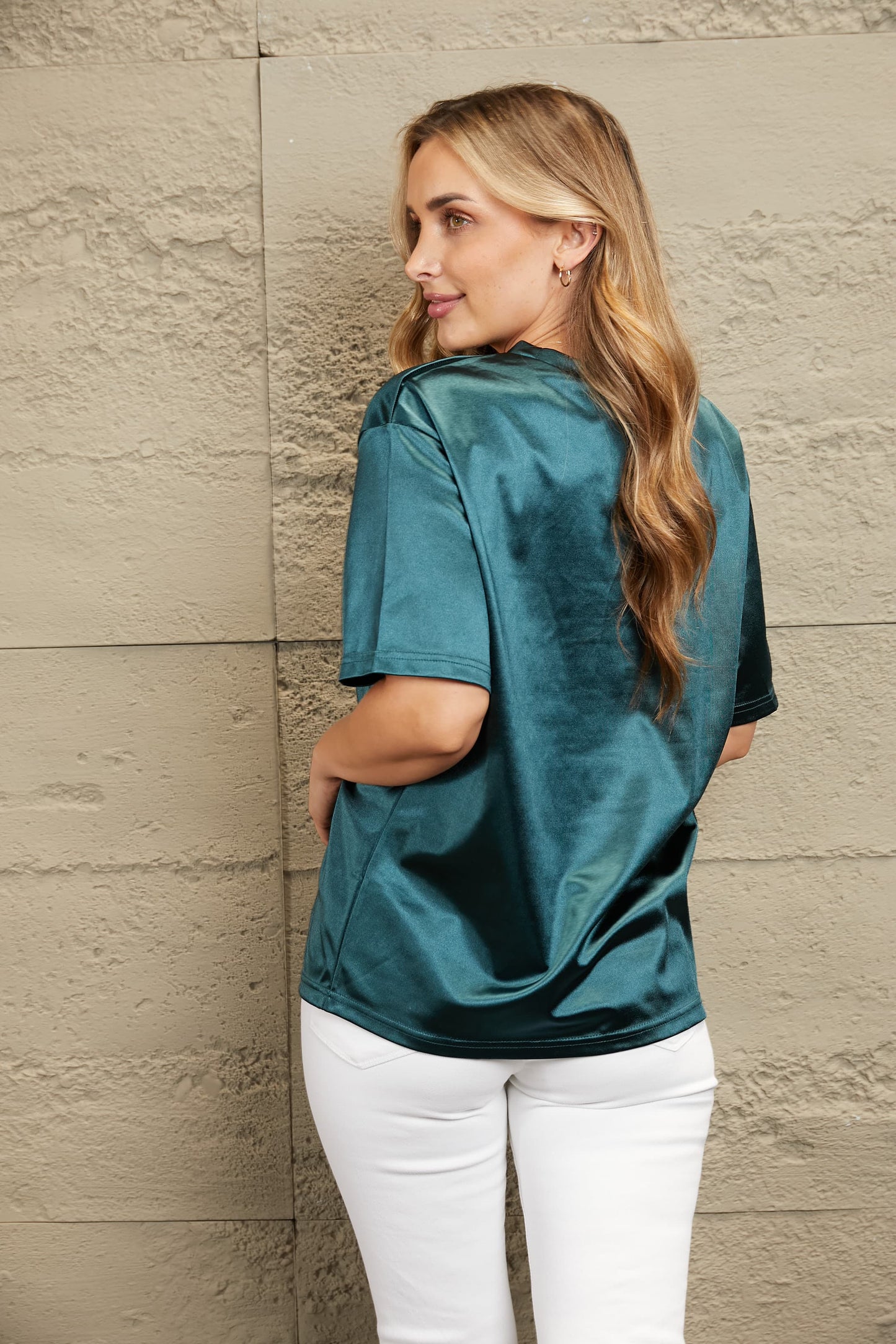 Double Take Round Neck Dropped Shoulder Top-Angel Casuals