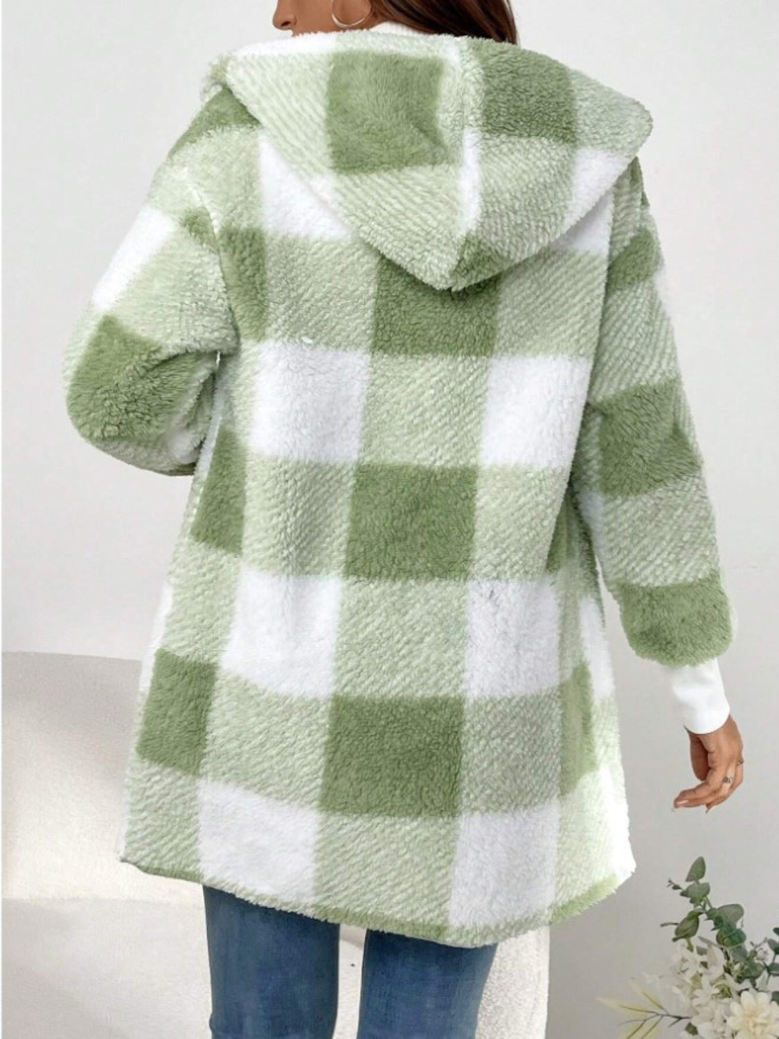 Plaid Long Sleeve Hooded Coat-Angel Casuals