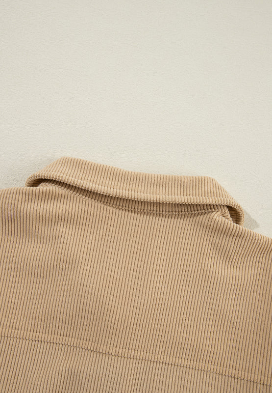 Frill Button Up Long Sleeve Shacket-Angel Casuals