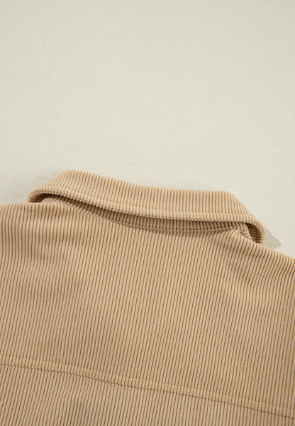 Frill Button Up Long Sleeve Shacket-Angel Casuals