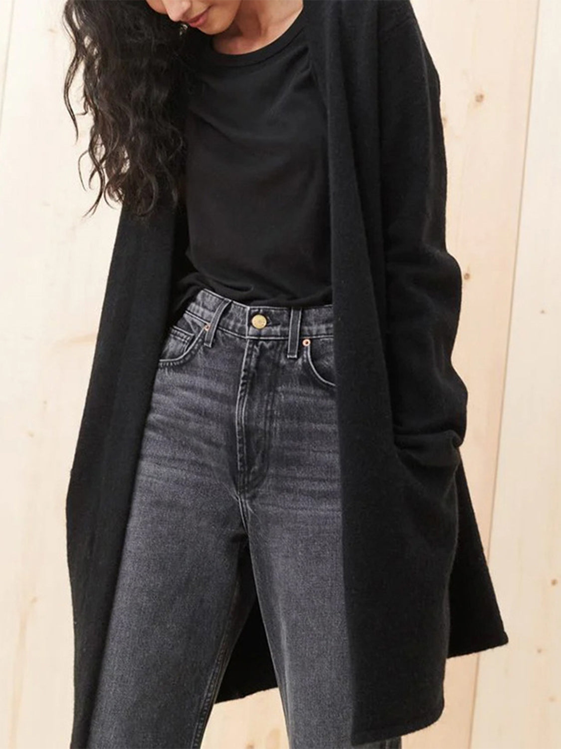 Open Front Long Sleeve Cardigan with Pockets-Angel Casuals