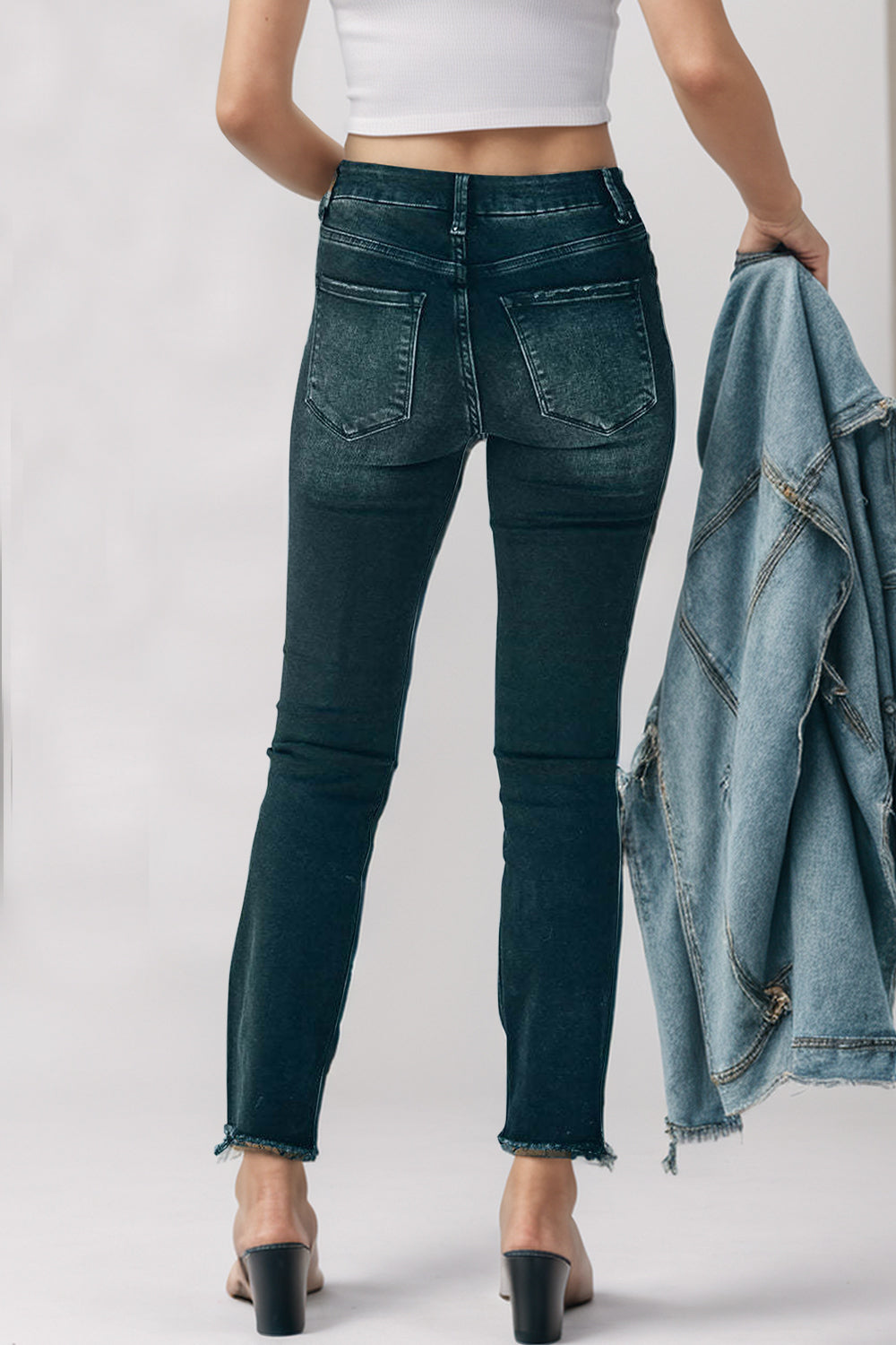 Mid-Rise Waist Skinny Jeans with Pockets-Angel Casuals