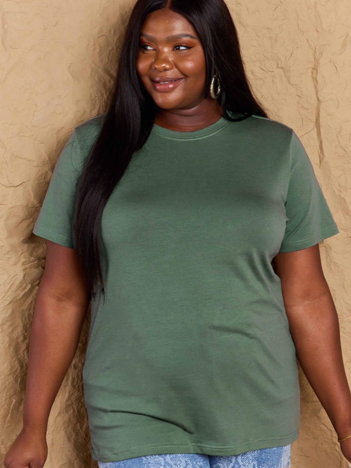 Full Size Round Neck Short Sleeve T-Shirt-Angel Casuals