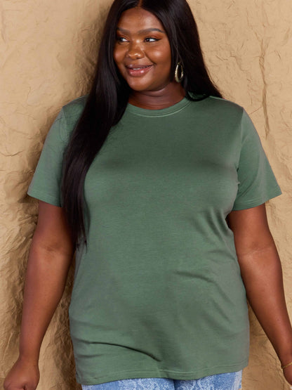 Full Size Round Neck Short Sleeve T-Shirt-Angel Casuals