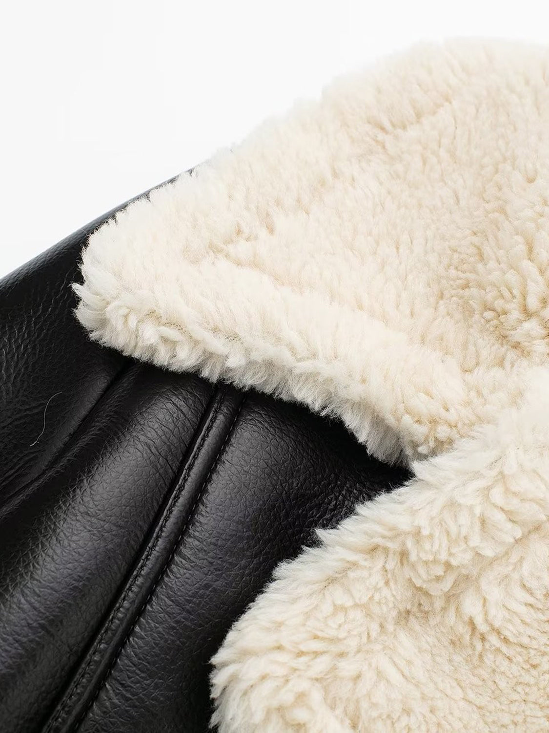 Collared Neck Long Sleeve Plush Cropped Jacket-Angel Casuals