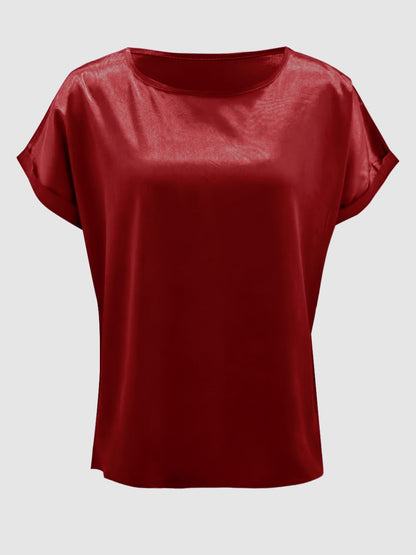 Round Neck Short Sleeve T-Shirt-Angel Casuals