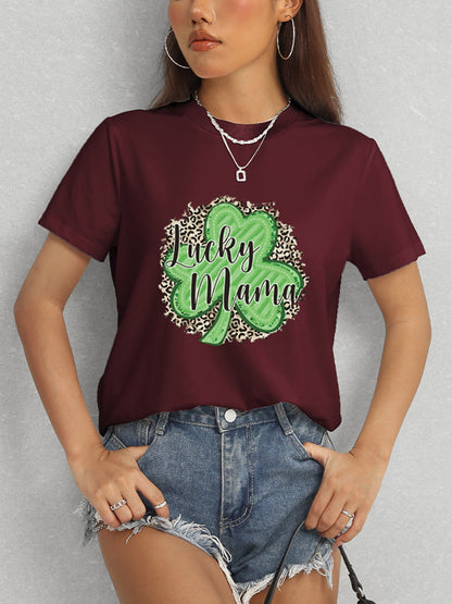 LUCKY MAMA Round Neck T-Shirt-Angel Casuals