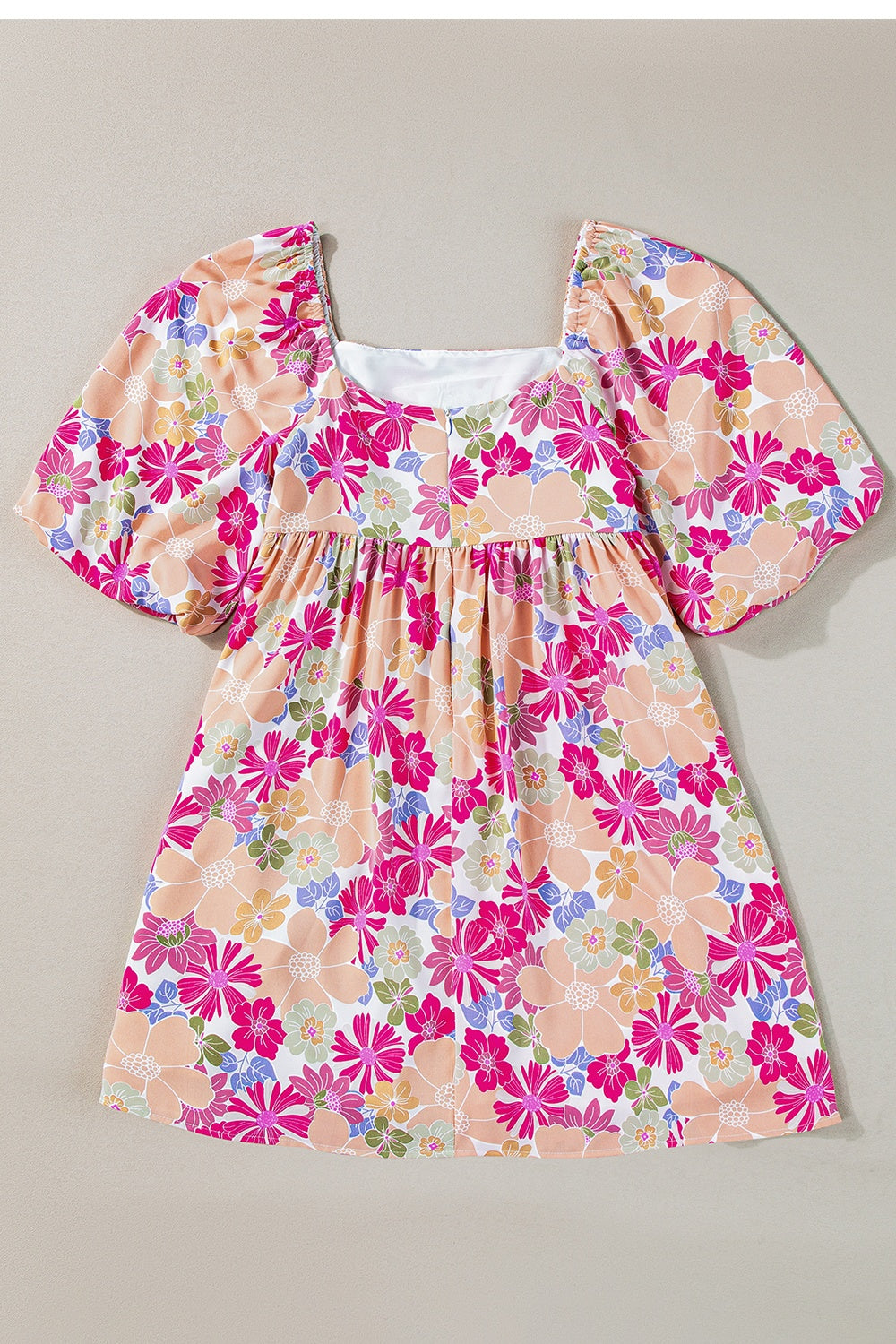 Printed Square Neck Half Sleeve Mini Dress-Angel Casuals