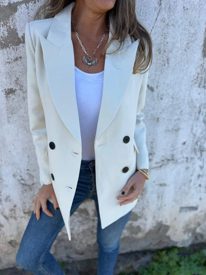 Full Size Collared Neck Long Sleeve Blazer-Angel Casuals