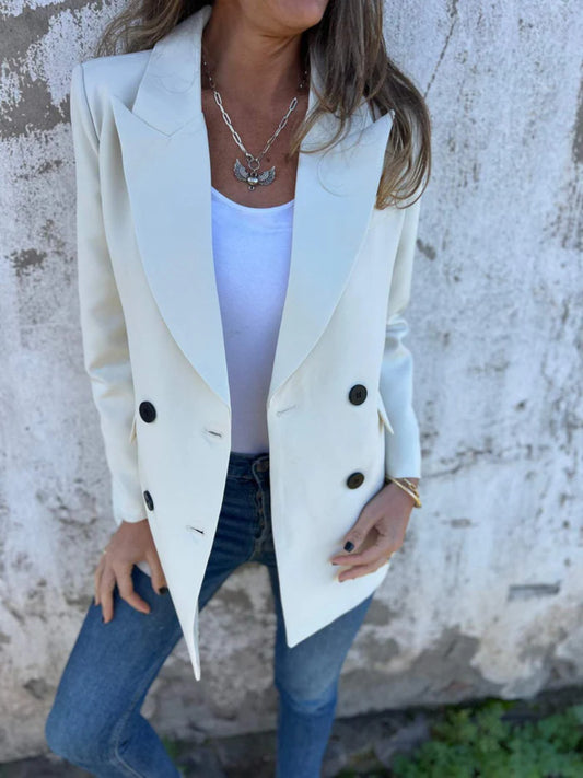 Full Size Collared Neck Long Sleeve Blazer-Angel Casuals