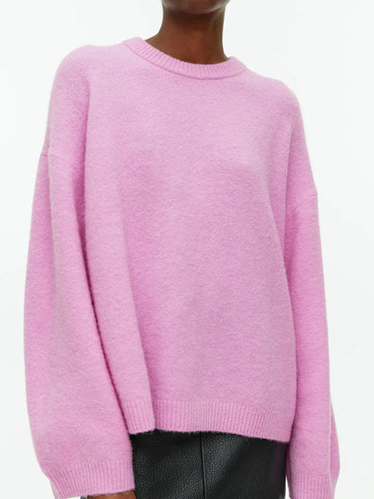 Round Neck Drop Shoulder Sweater-Angel Casuals