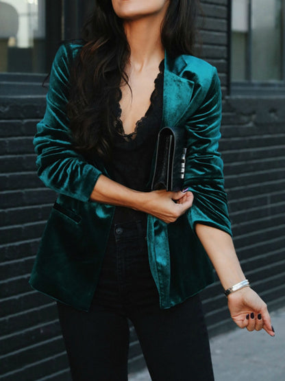 Button Up Lapel Collar Blazer-Angel Casuals