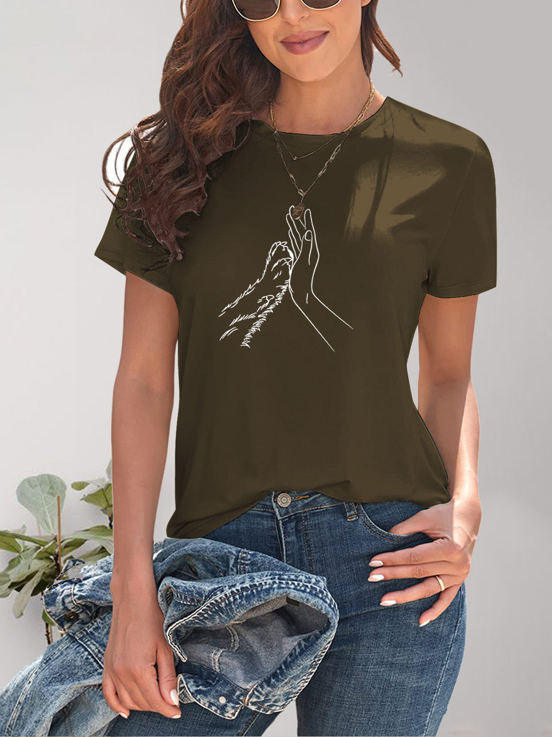 Graphic Round Neck Short Sleeve T-Shirt-Angel Casuals