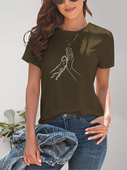 Graphic Round Neck Short Sleeve T-Shirt-Angel Casuals