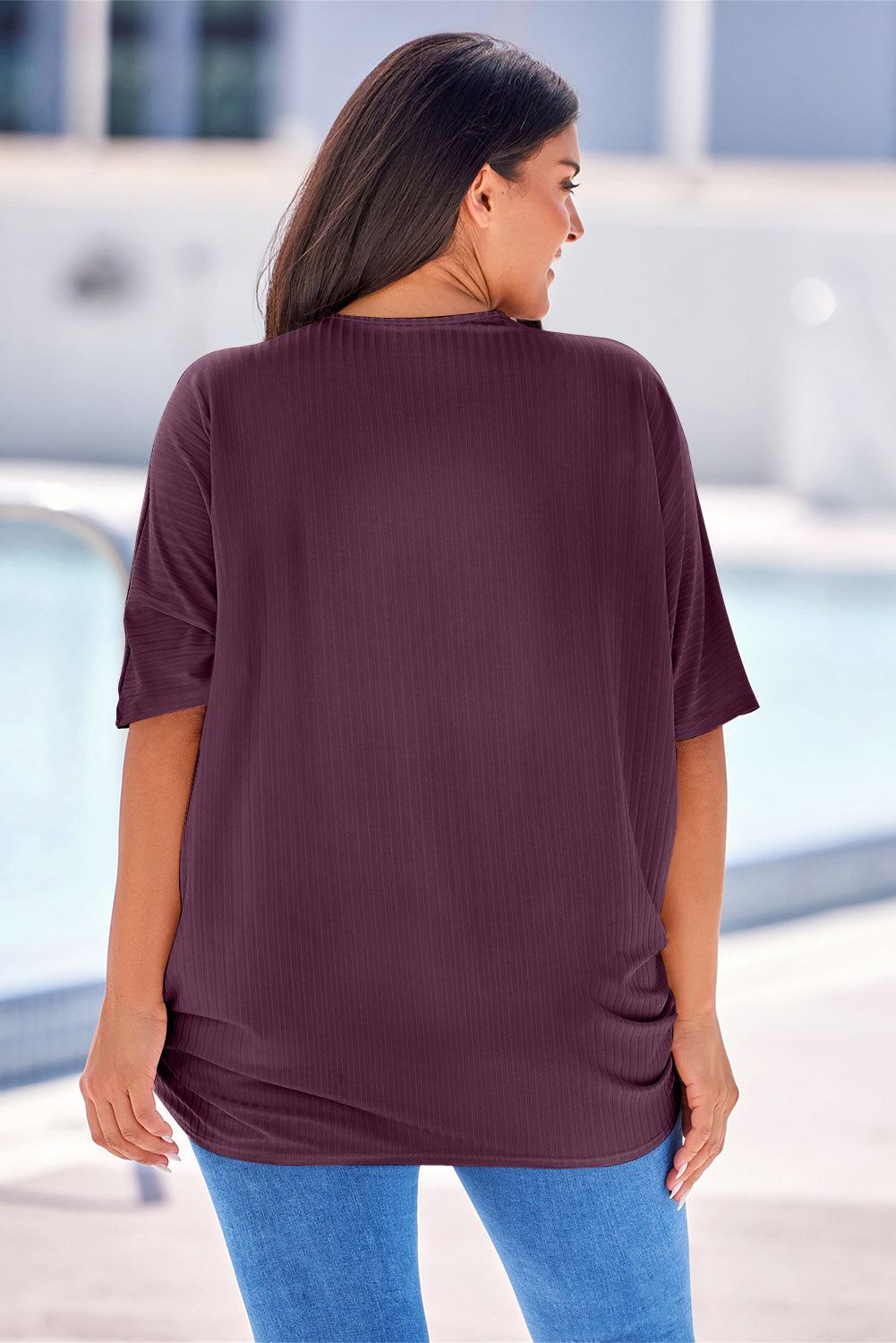 Plus Size Ribbed Cocoon Cover Up-Angel Casuals