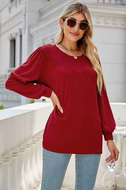 Round Neck Long Sleeve Top-Angel Casuals