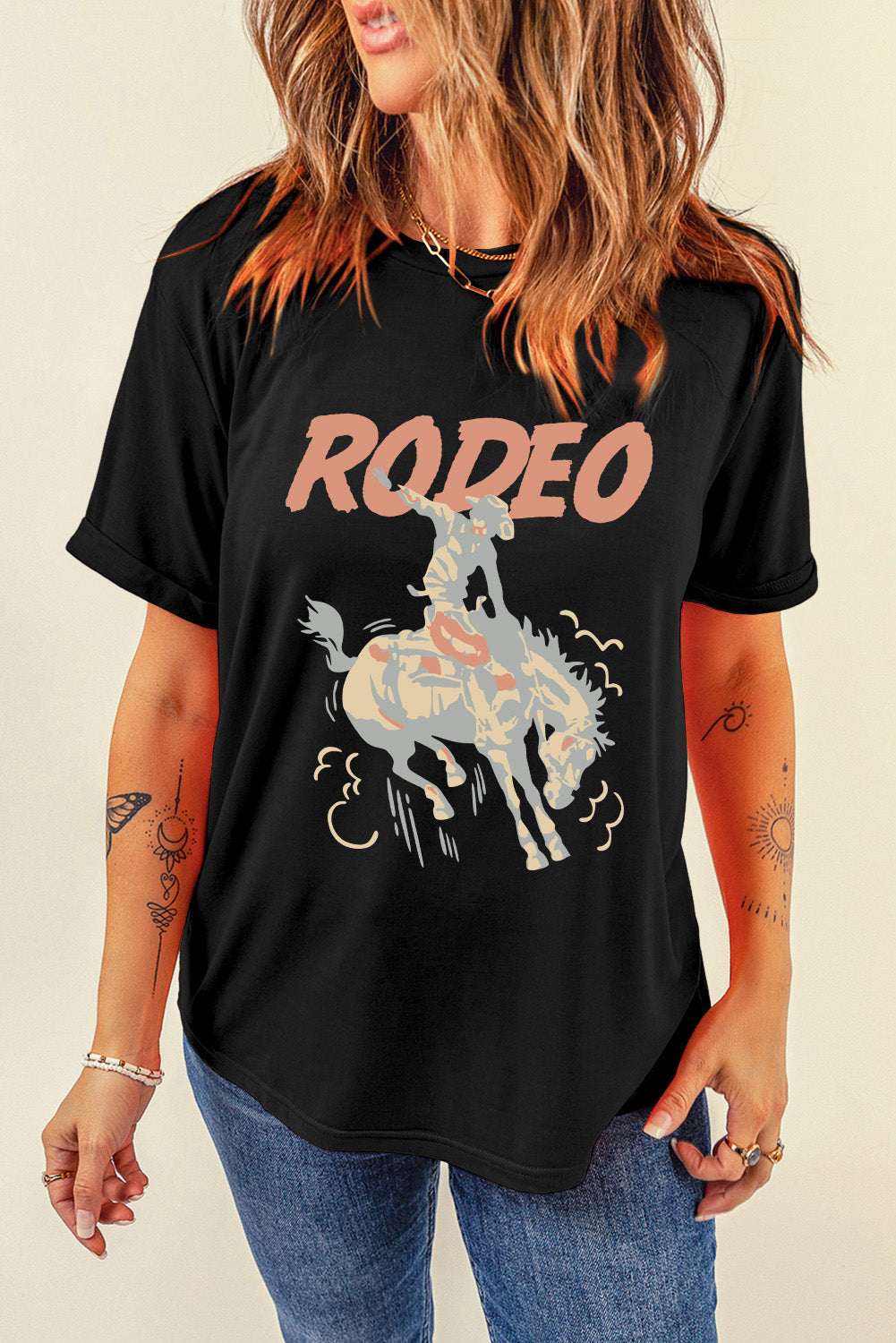Graphic Round Neck Short Sleeve T-Shirt-Angel Casuals