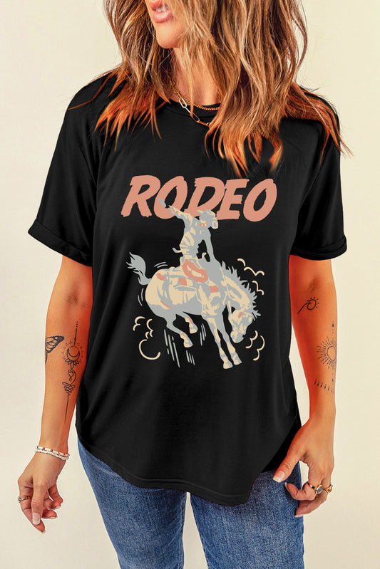 Graphic Round Neck Short Sleeve T-Shirt-Angel Casuals