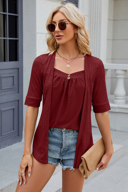 Eyelet Half Sleeve T-Shirt-Angel Casuals