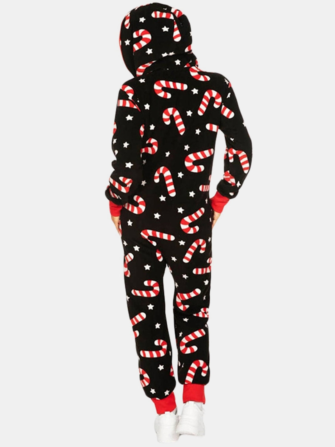 Printed Zip Up Long Sleeve Hooded Jumpsuit-Angel Casuals