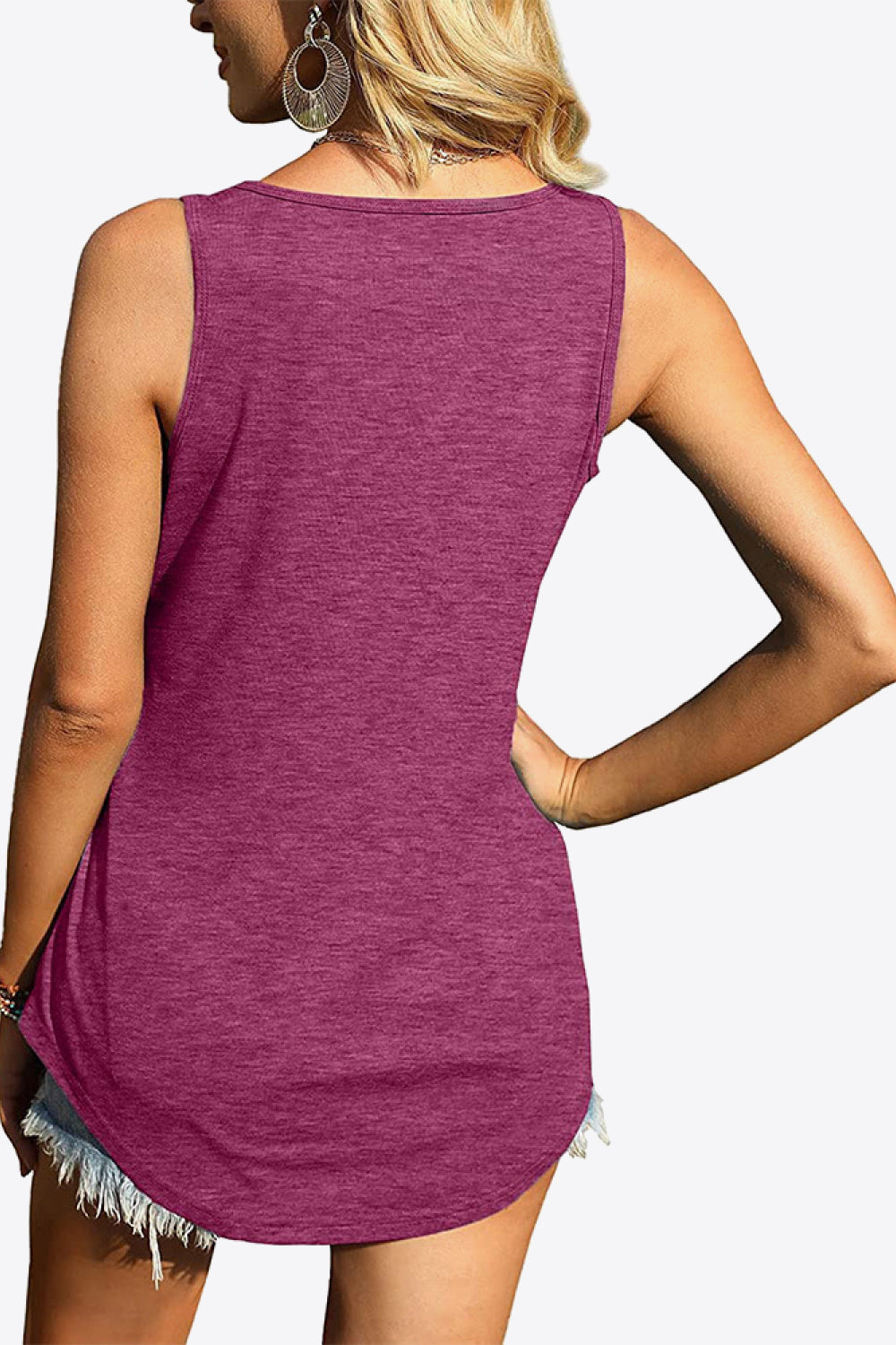 Curved Hem Square Neck Tank-Angel Casuals