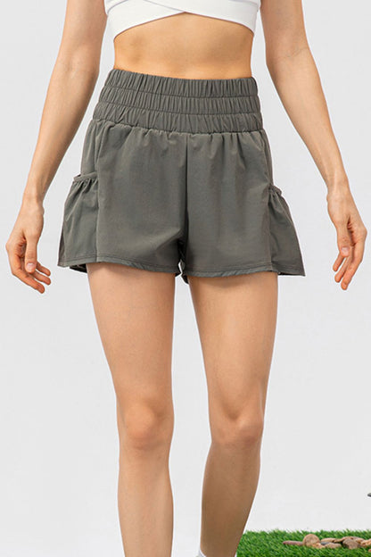 Elastic Waist Pocketed Active Shorts-Angel Casuals