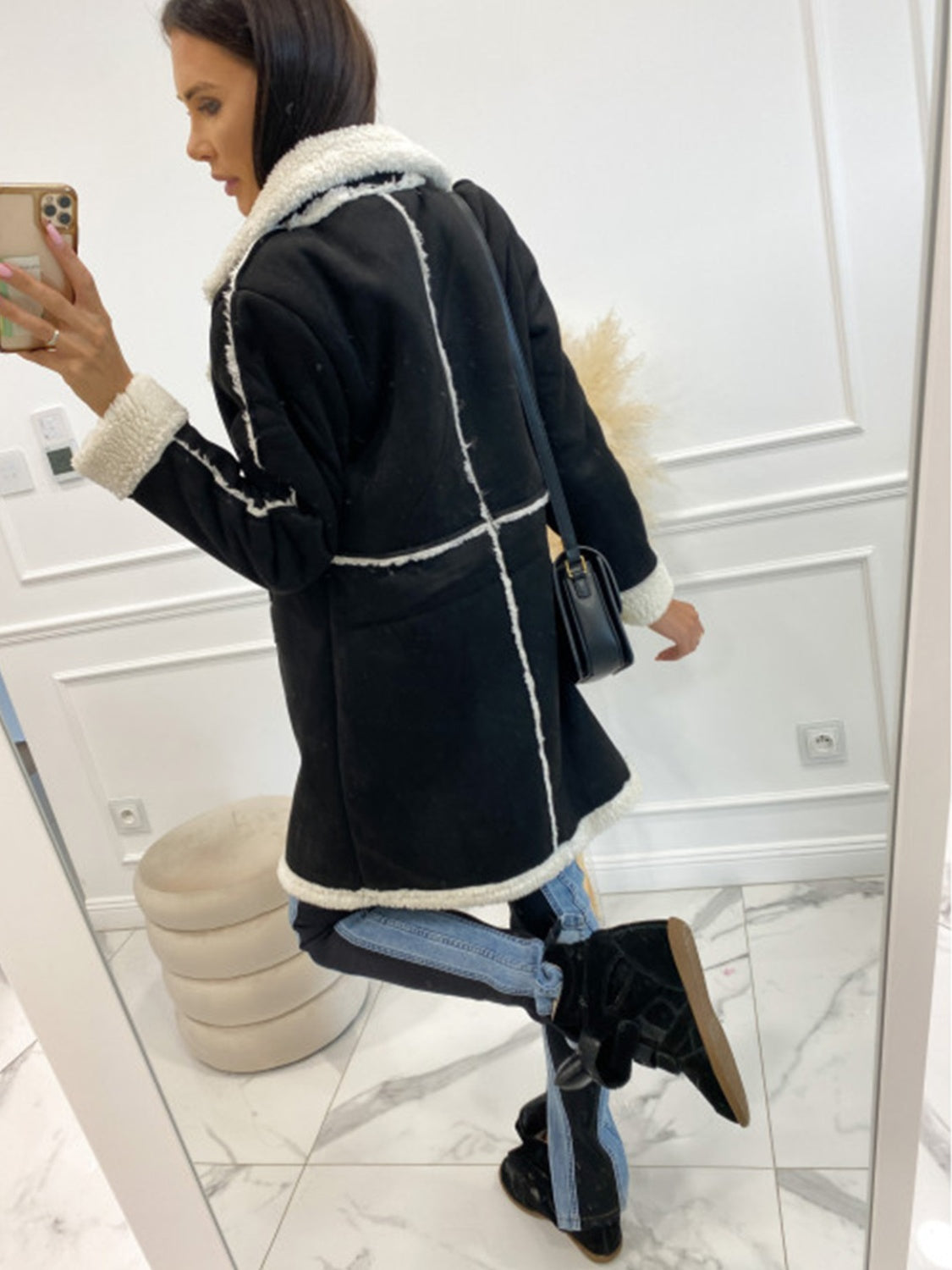 Lapel Collar Exposed Seam Buttoned Coat-Angel Casuals