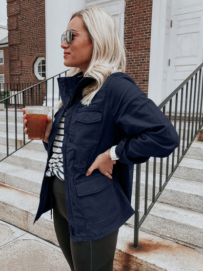 Pocketed Long Sleeve Zip Up Jacket-Angel Casuals