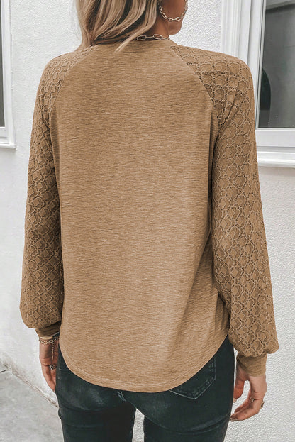 Heathered Round Neck Long Sleeve T-Shirt-Angel Casuals