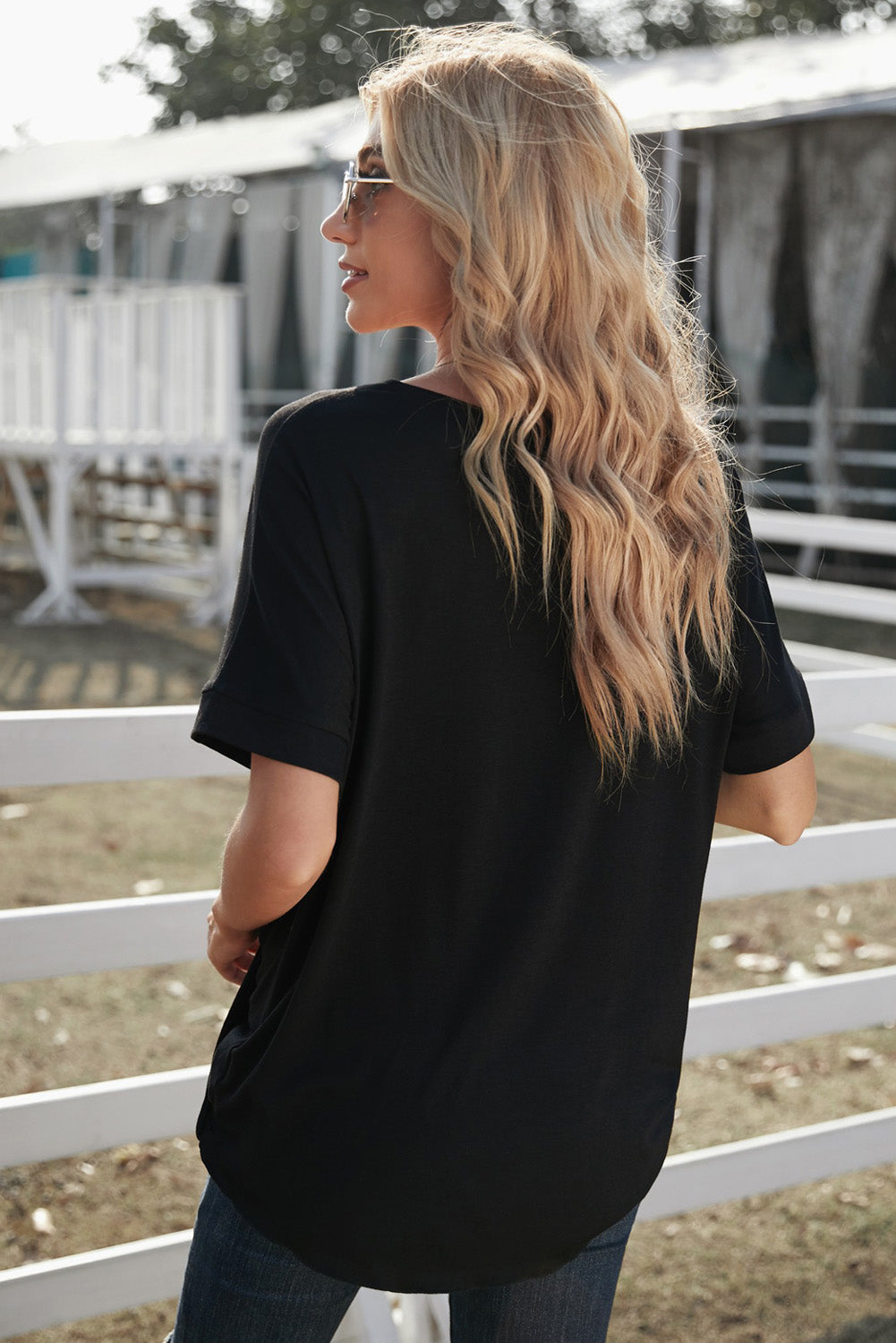 Surplice Half Sleeve T-Shirt-Angel Casuals