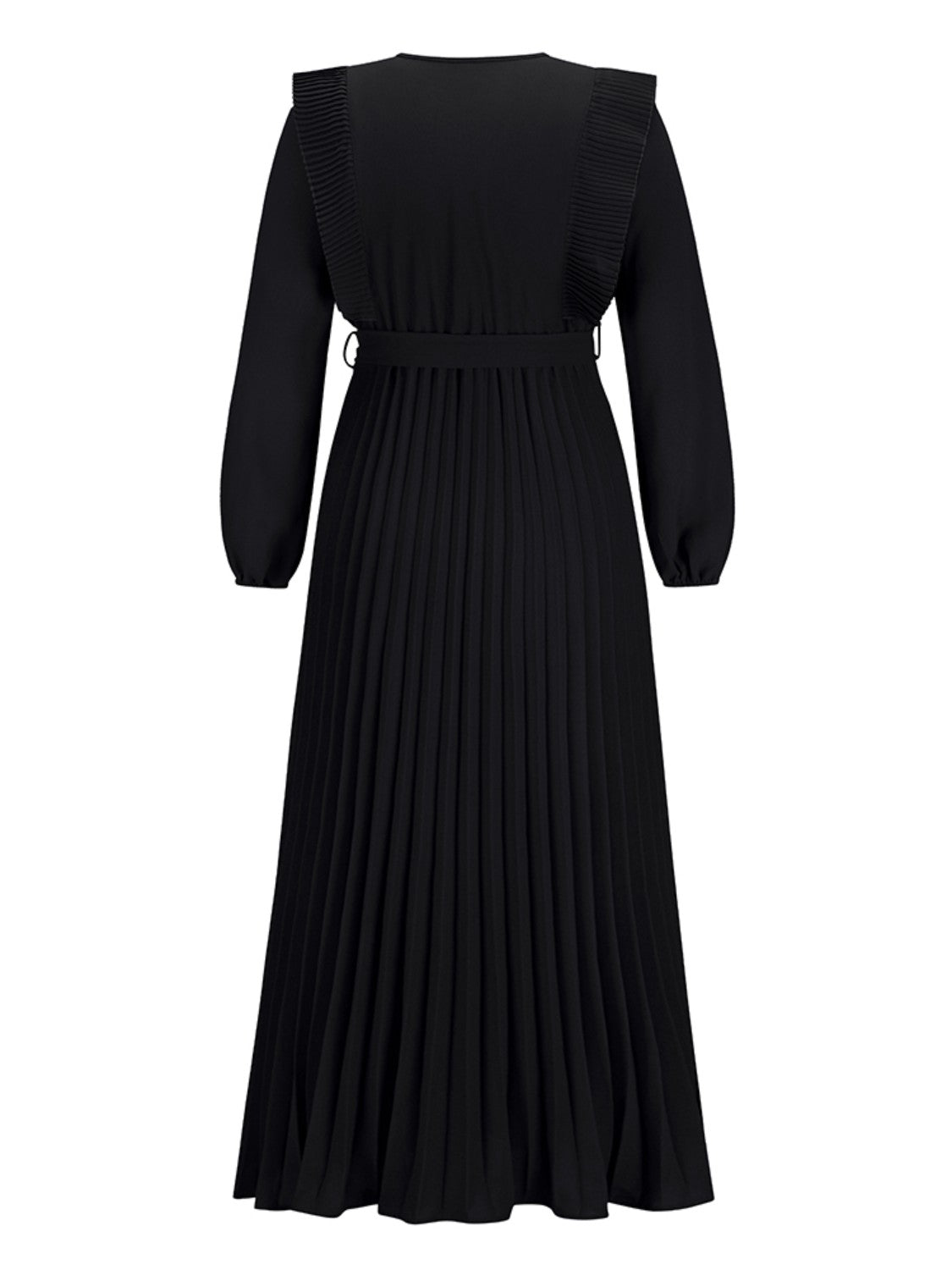 Pleated Surplice Tie Waist Maxi Dress-Angel Casuals