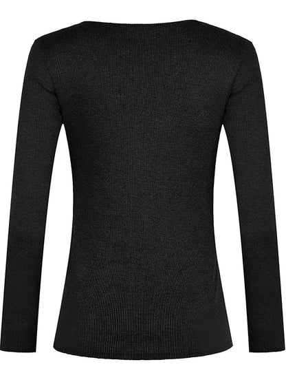 Full Size Half Snap Long Sleeve T-Shirt-Angel Casuals