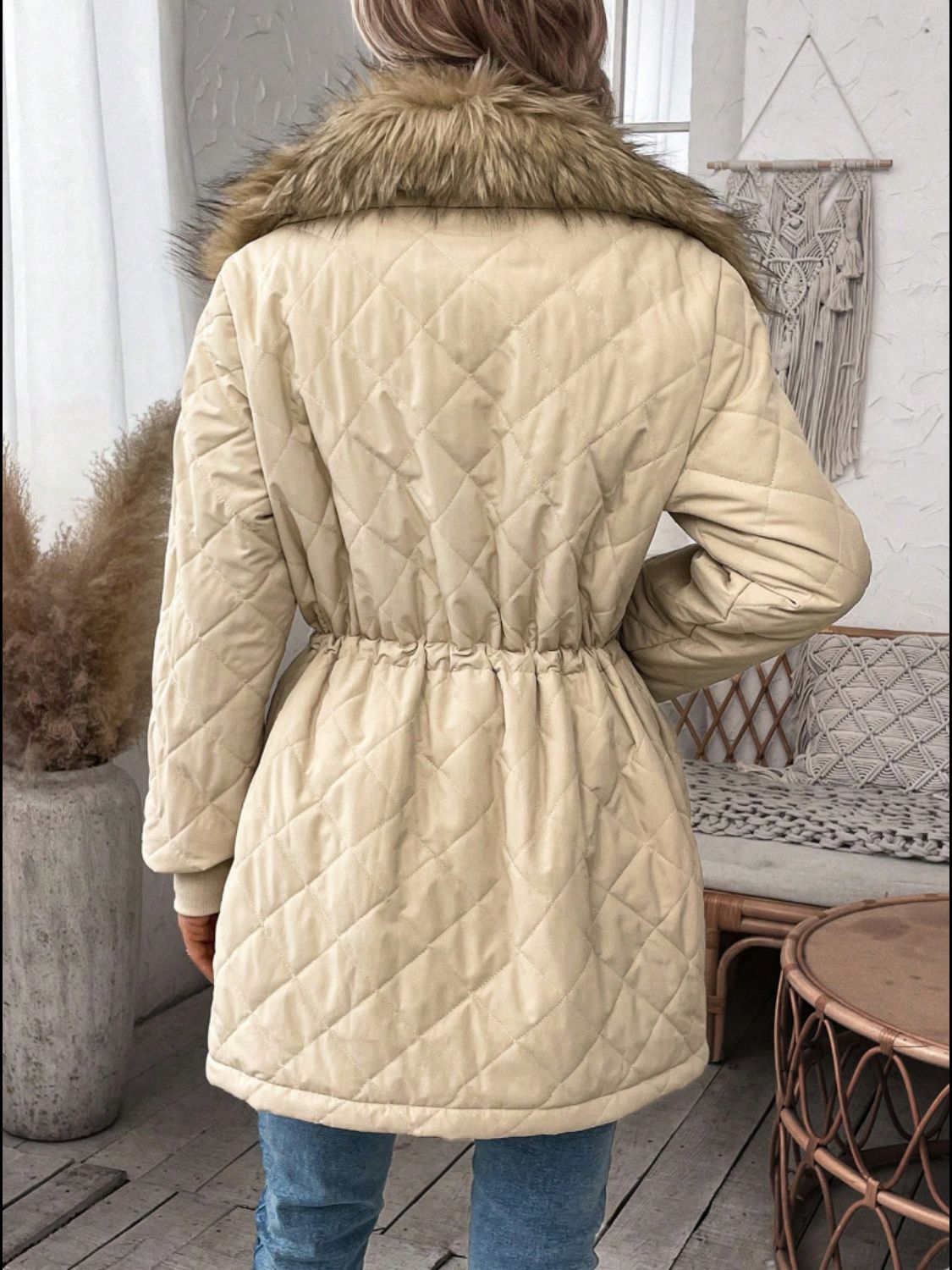 Drawstring Snap Down Long Sleeve Outerwear-Angel Casuals