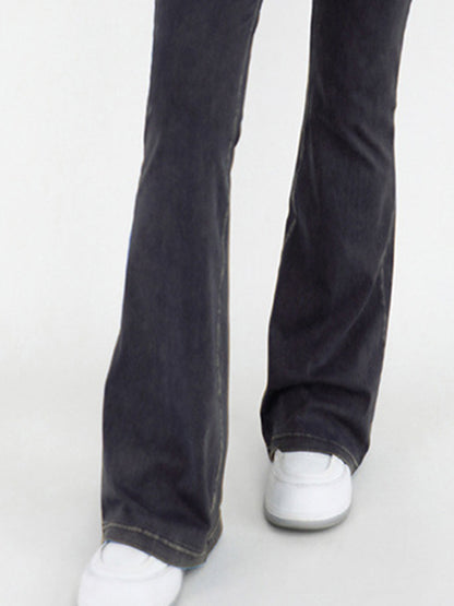 Wide Waistband Bootcut Jeans with Pockets-Angel Casuals