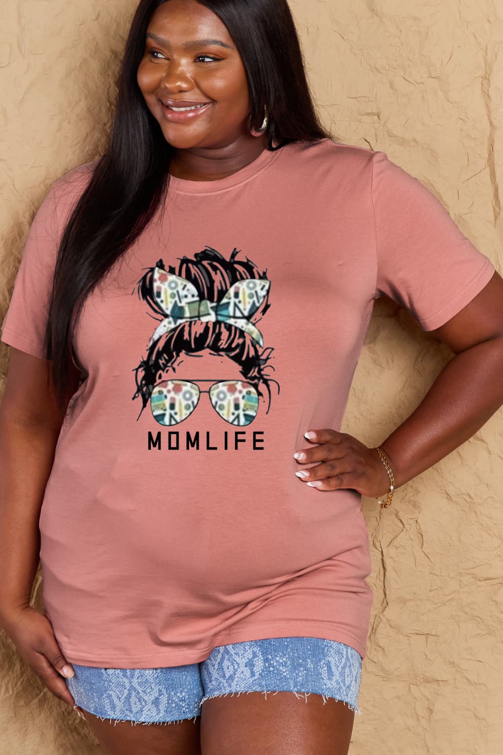 Simply Love Full Size MOM LIFE Graphic Cotton T-Shirt-Angel Casuals