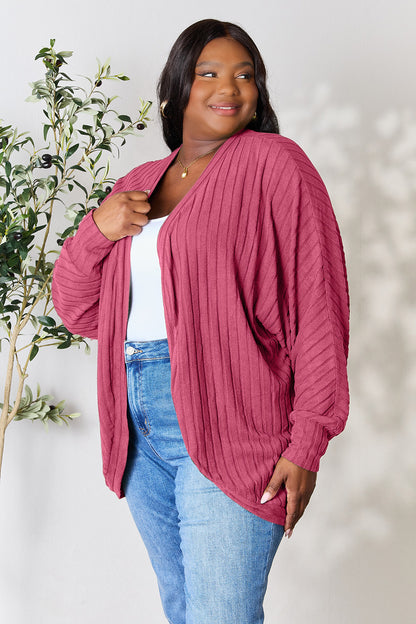 Basic Bae Full Size Ribbed Cocoon Cardigan-Angel Casuals