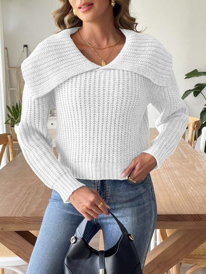 Cable-Knit Long Sleeve Sweater-Angel Casuals