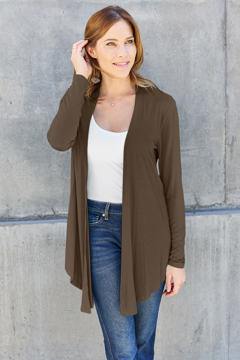 Basic Bae Full Size Open Front Long Sleeve Cardigan-Angel Casuals