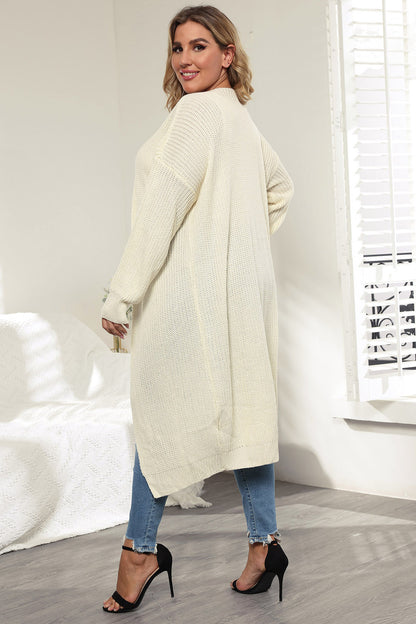 Plus Size Open Front Long Sleeve Cardigan-Angel Casuals