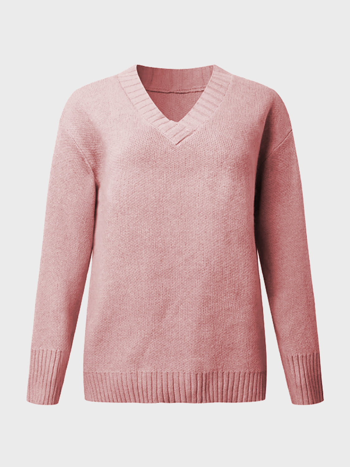 V-Neck Long Sleeve Knit Top-Angel Casuals